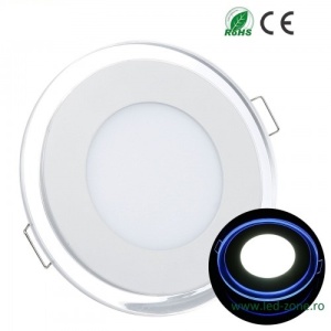 Spot LED 20W Rotund Alb Rece Contur Albastru