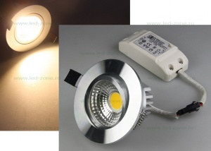 Spot LED 5W COB Rotund Mobil Argintiu