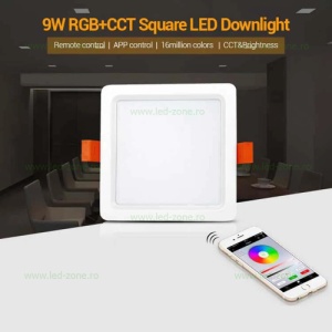 Spot LED 9W Slim Patrat Alb SMART RGB CCT