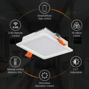 Spot LED 9W Slim Patrat Alb SMART RGB CCT  - Img 6