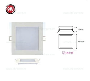 Spot LED 9W Slim Patrat Alb - Img 2