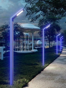 Stalp Iluminat LED 30W + 20W Ornamental Albastru 3M LZ01 - Img 4
