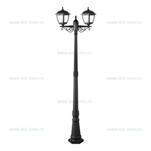 Stalp LED Gradina 2xE27 Negru PAUL 2.1M - Img 1