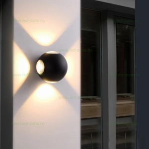 Aplica LED 4x1W Exterior Sfera Negru - Img 4