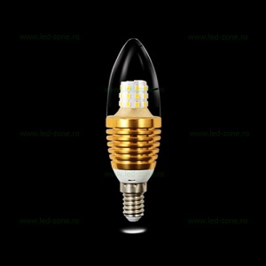 Bec LED E14 7W Lumanare Clar Auriu SMD2835 - Img 2