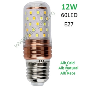Bec LED E27 12W Corn 360 Grade 3 Functii