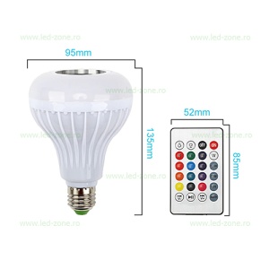 Bec LED E27 12W RGB Muzical Bluetooth Telecomanda - Img 3