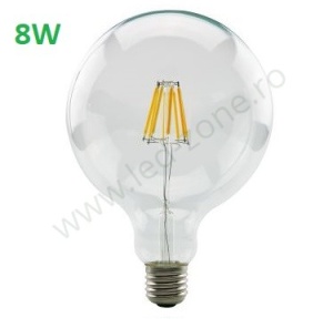 Bec LED E27 8W Filament Glob Clar G125 - Img 1