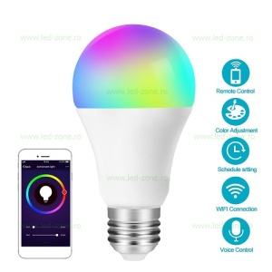 Bec LED E27 9W Glob RGBWW Smart Tuya - Img 3