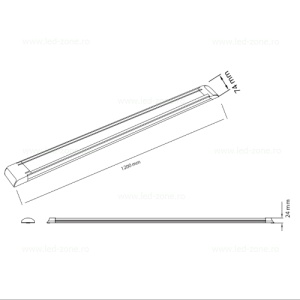 Corp Iluminat LED 54W 120cm Negru TETRASQ