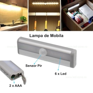 Corp Iluminat LED Mobila 6 SMD cu Senzor si Baterii - Img 6