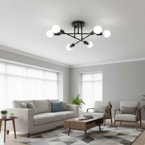 Lustra 6 Socluri E27 Neagra LZ1052