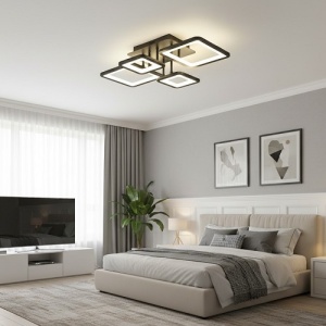 Lustra LED 100W Neagra 3 Functii Dimabila cu Telecomanda LZ5400