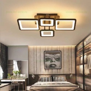 Lustra LED 120W Neagra 3 Functii Dimabila cu Telecomanda LZ9925-4 - Img 3