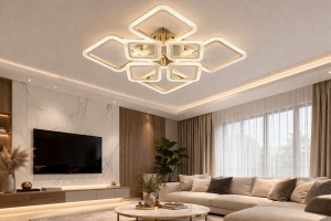Lustra LED 168W Aurie 3 Functii Dimabila cu Telecomanda LZ9181/4+4