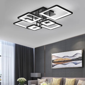 Lustra LED 228W Neagra 3 Functii Dimabila cu Telecomanda LZK002-6 - Img 3