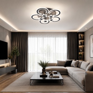 Lustra LED 80W Neagra cu Telecomanda LZ135