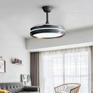 Lustra LED Rotunda cu Ventilator si Telecomanda LZ417YY Negru - Img 2