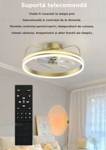 Lustra LED Rotunda cu Ventilator si Telecomanda Mod Vara/Iarna LZCF01 - Img 2