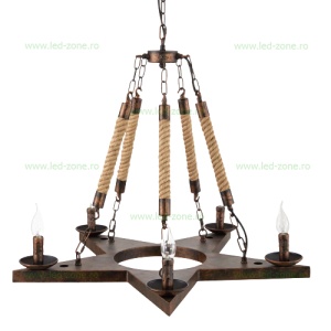 Lustra Rustic Stea 5 Socluri E27 LZ1283 - Img 2