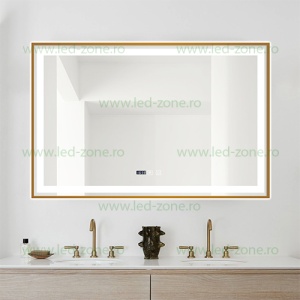 Oglinda Baie LED 100x65cm Touch Ceas Dezaburire LZJ128