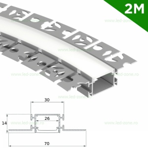 Profil Aluminiu Incastrat Sub Tencuiala 2M Flexibil 2 Directii 26MM - Img 1