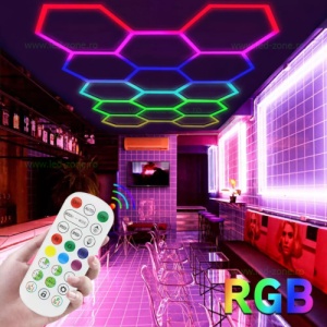 Set 14 Hexagoane LED Honeycomb RGB Digitale Tuburi 440mm - Img 3