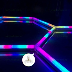 Set 3 Hexagoane LED Honeycomb RGB Digitale Tuburi 460mm
