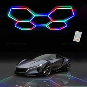 Set 5 Hexagoane LED Honeycomb RGB Digitale Tuburi 460mm Premium - Img 1