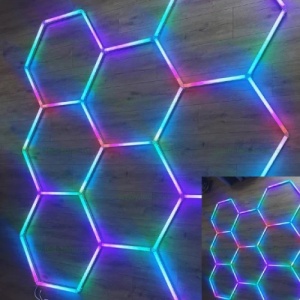 Set 8 Hexagoane LED Honeycomb RGB Digitale Tuburi 460mm - Img 3