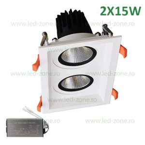 Spot LED 2X15W Dreptunghiular LZ01 Alb Emergenta