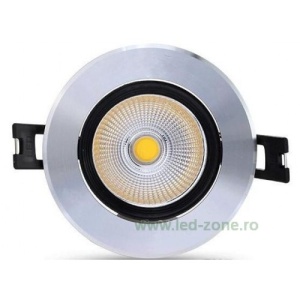 Spot LED 7W COB Rotund Mobil Argintiu - Negru