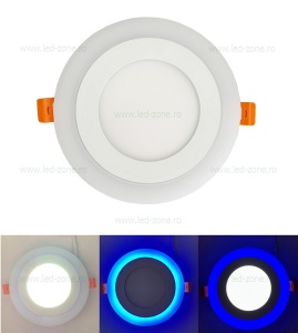 Spot LED 9W Rotund Alb Rece Contur Albastru