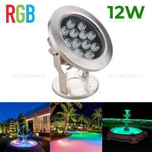 Spot LED Exterior 12x1W Rotund RGB 12V Submersibil