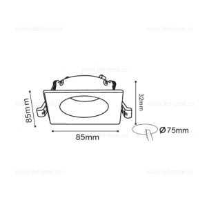Suport Incastrat 1 Bec Spot LED GU10 Patrat Negru KARANFİL - Img 2