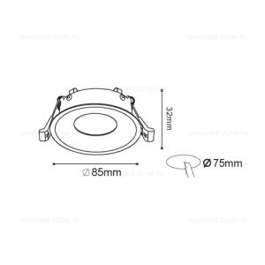 Suport Incastrat 1 Bec Spot LED GU10 Rotund Negru KARANFİL - Img 2