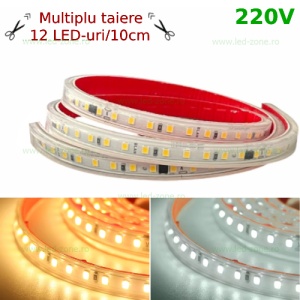 Banda LED 2835 120 SMD/ML 220V Autoadeziva Taiere 10cm - Img 1