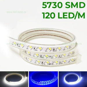 Banda LED 5730 120 SMD/ML 3 Functii 220V Blue - Img 1