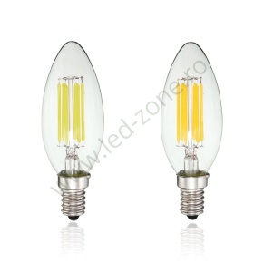 Bec LED E14 6W Filament Lumanare Clar - Img 3