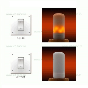 Bec LED E27 1.5W Cilindric Efect Flacara