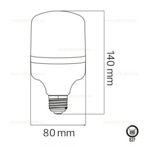 Bec LED E27 20W Dispersor Mat Plastic TORCH - Img 3