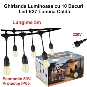 Ghirlanda  5M 10 Becuri LED Lumina Calda