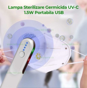Lampa Sterilizare Germicida UV-C 1.5W Portabila USB