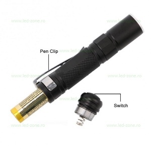 Lanterna LED Profesionala 7W ZOOM cu Clema 1R3