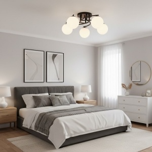 Lustra 5 Socluri E27 Neagra LZ5183 - Img 2