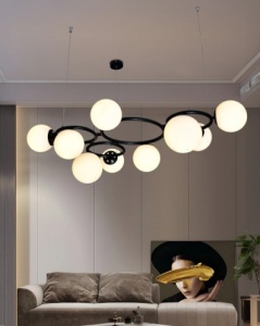 Lustra 9 Socluri E27 Negru/Alb LZ6805-9