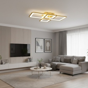 Lustra LED 100W Aurie 3 Functii Dimabila cu Telecomanda LZ5401