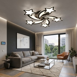 Lustra LED 100W Neagra 3 Functii Dimabila cu Telecomanda LZ3316-5