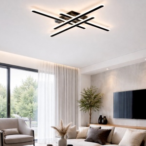 Lustra LED 120W Neagra 3 Functii cu Telecomanda LZ11W