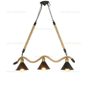 Lustra Rustic Industrial 3 Socluri E27 LZSX-3 - Img 2